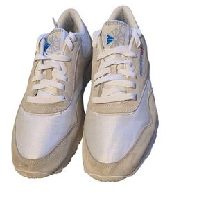 Reebok Classic Nylon/Leather sneakers in white and light grey 11.5